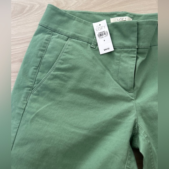 Ann Taylor LOFT Olive Green Cotton Blend Bermuda Cuffed Shorts 4 - Picture 6 of 8